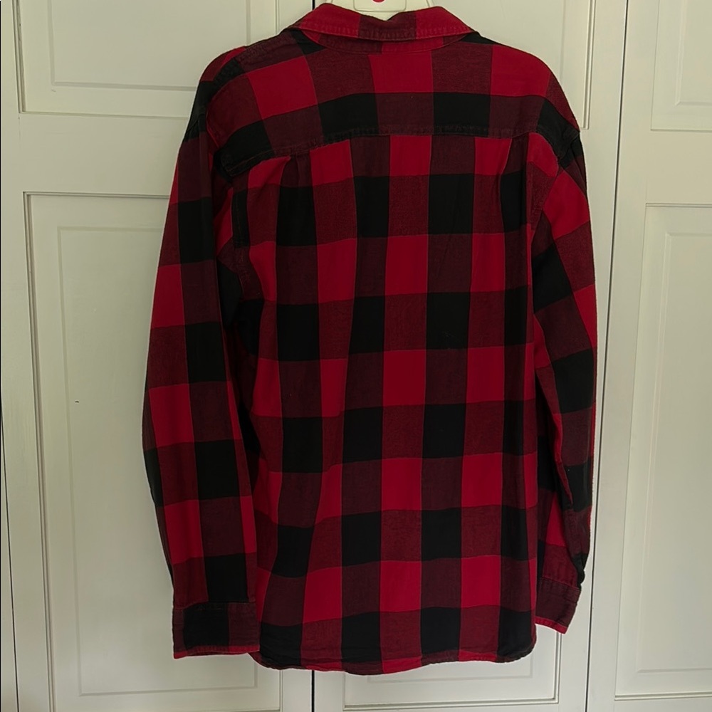 Men's Red and Black Plaid Button Down Shirt - Picture 5 of 5